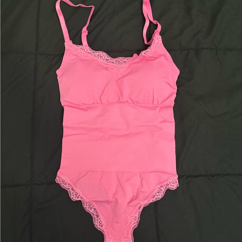 Pink Lace Trim Women's Top